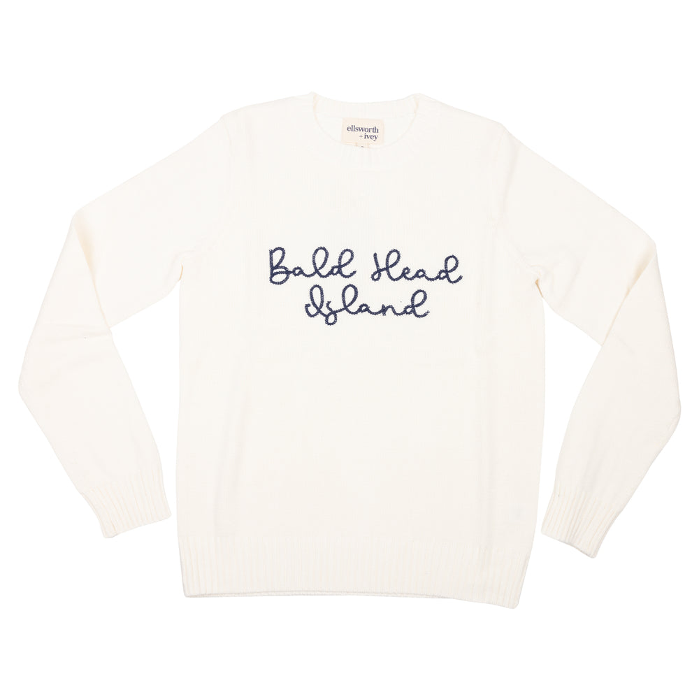 BHB x Ellsworth & Ivey - Bald Head Island Script Sweater - White
