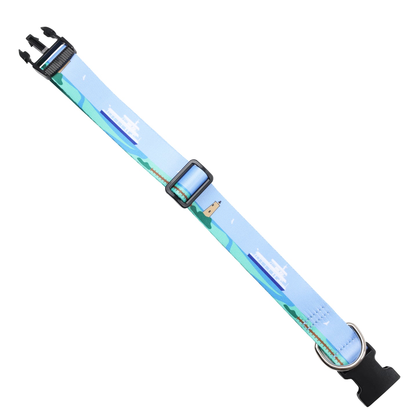 Printed Dog Collar - Ferry & Lighthouse