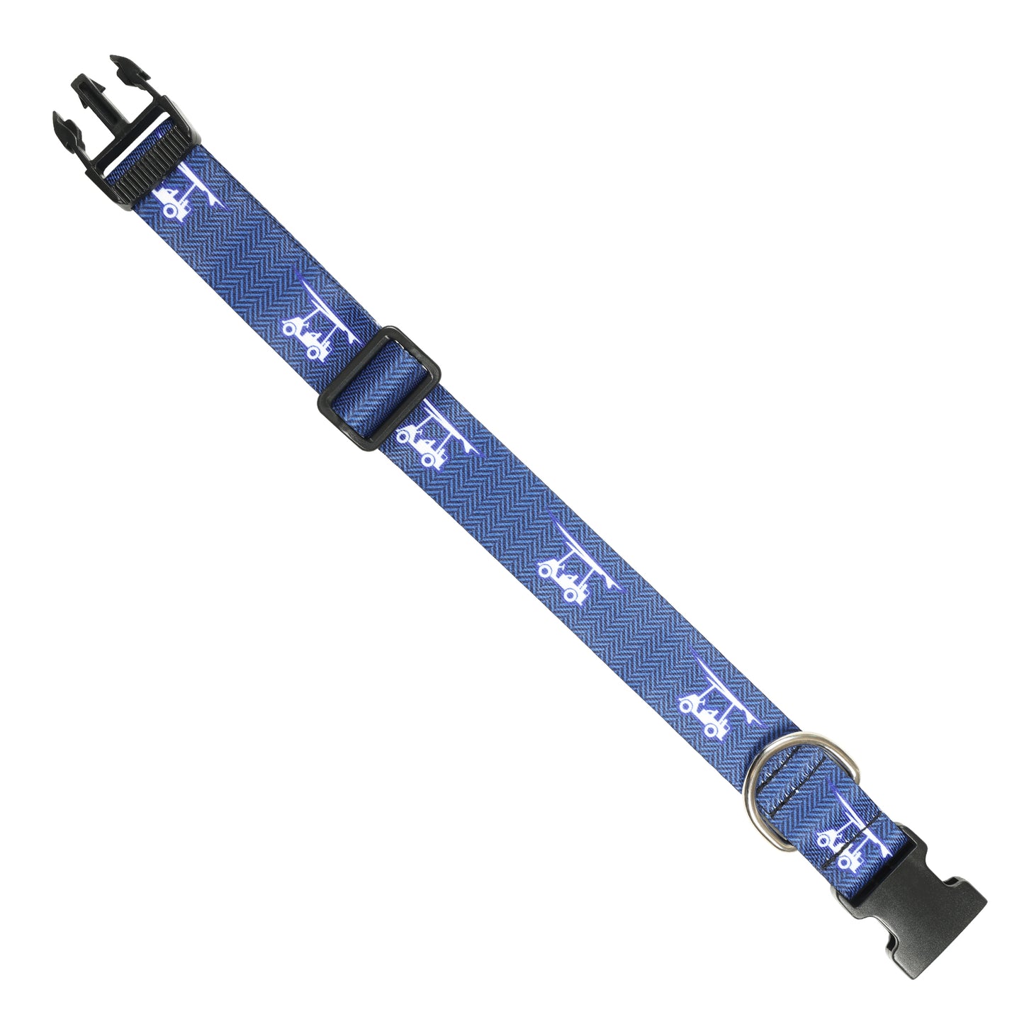 Printed Dog Collar - Golf Cart - Chevron Navy
