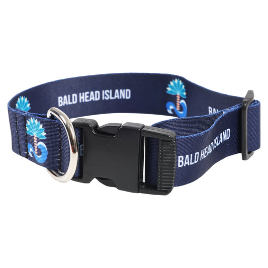 Printed Dog Collar - Navy BHI w/Tree logo