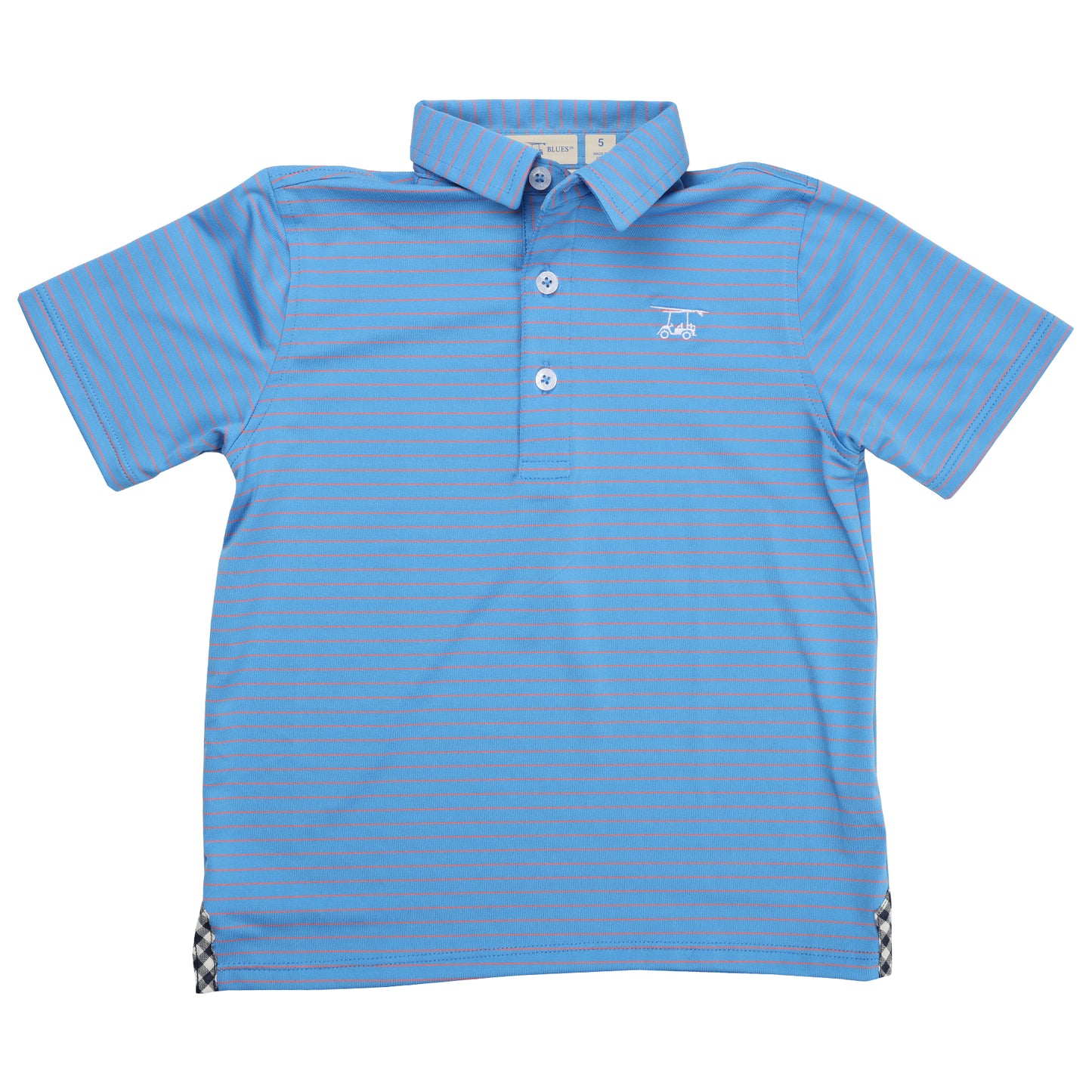 Youth Albatross Polo - Azure Blue / Coral Pinstripe