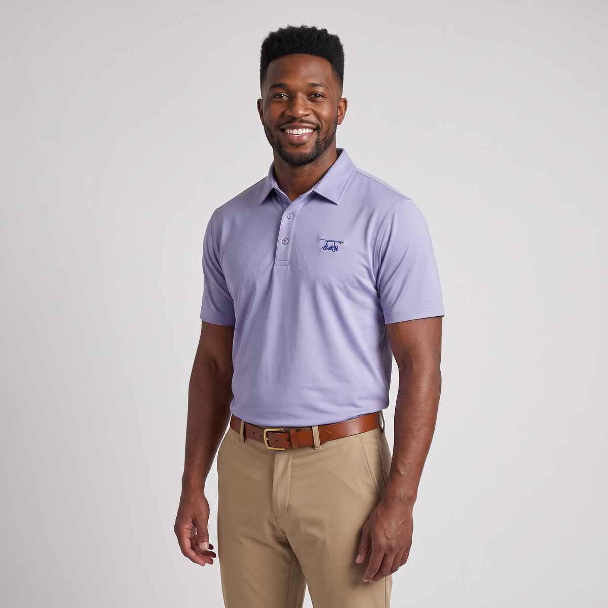 Albatross Polo Lavender on model angled