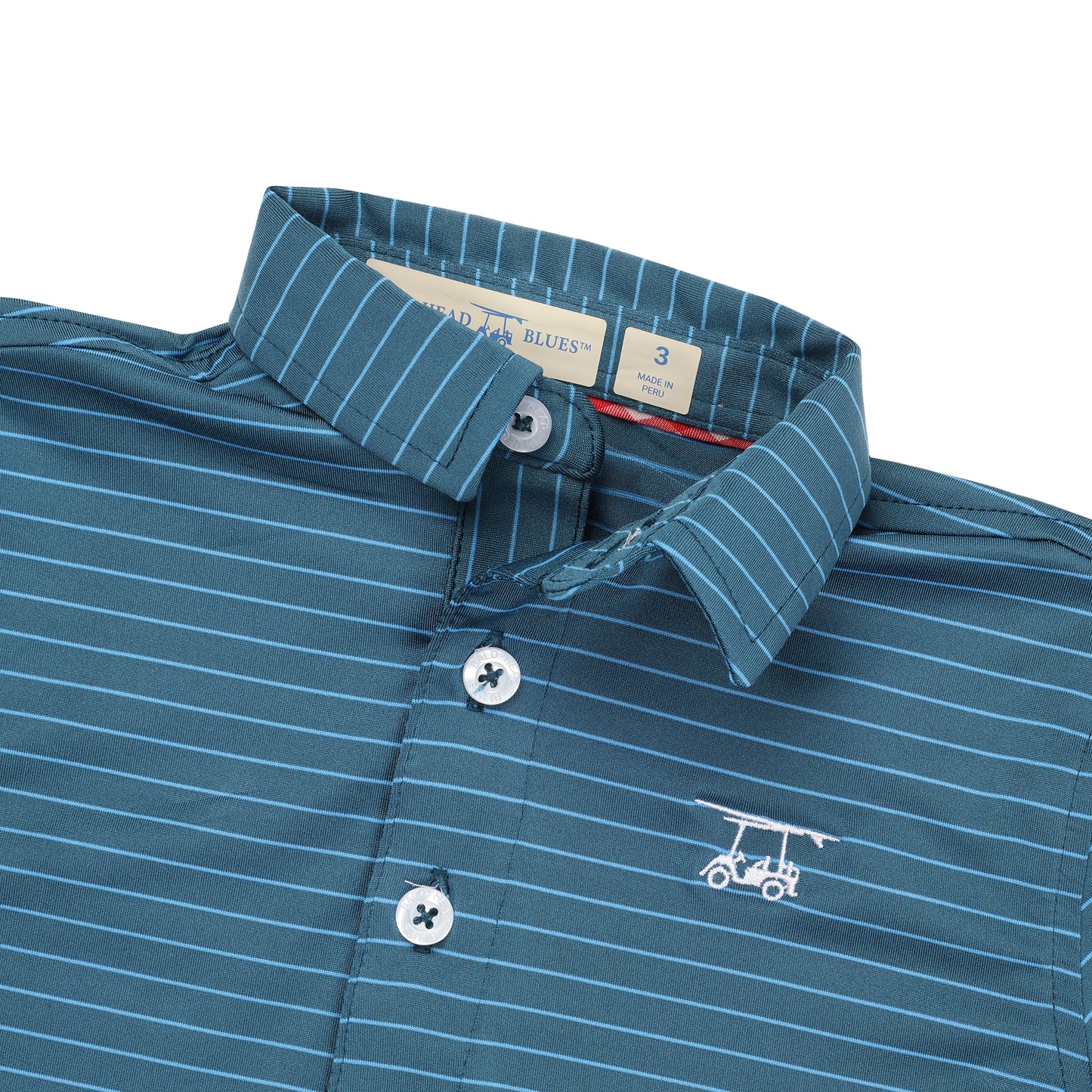 Youth Albatross Polo - Ocean Depth / Azure Blue Pinestripe