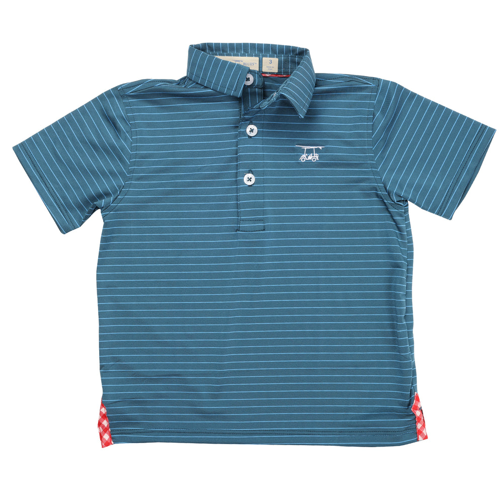 Youth Albatross Polo - Ocean Depth / Azure Blue Pinestripe