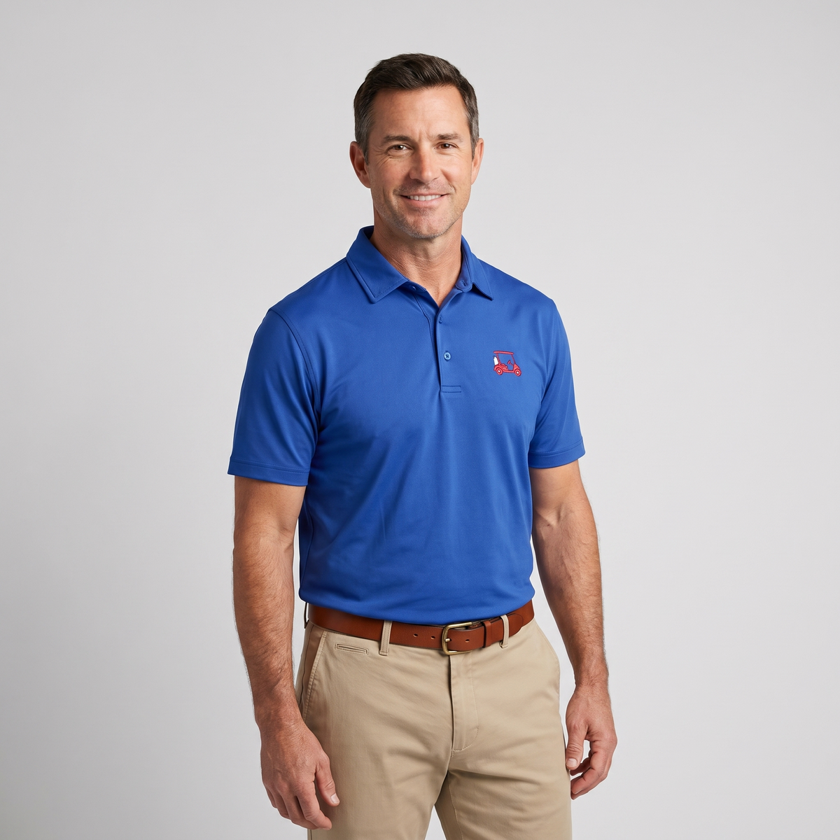Albatross Polo Royal Blue on model angled