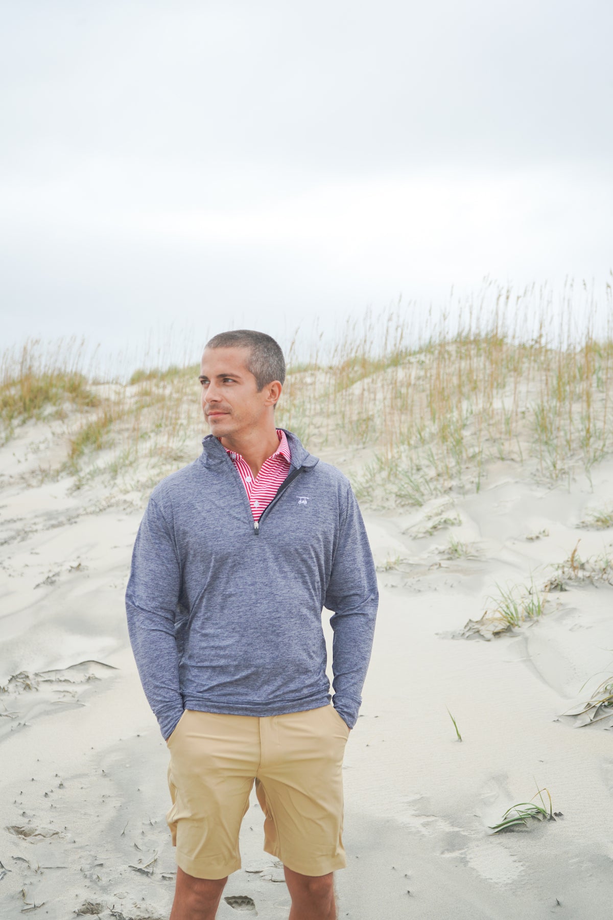 Ocean View Quarter Zip- Heather Charcoal