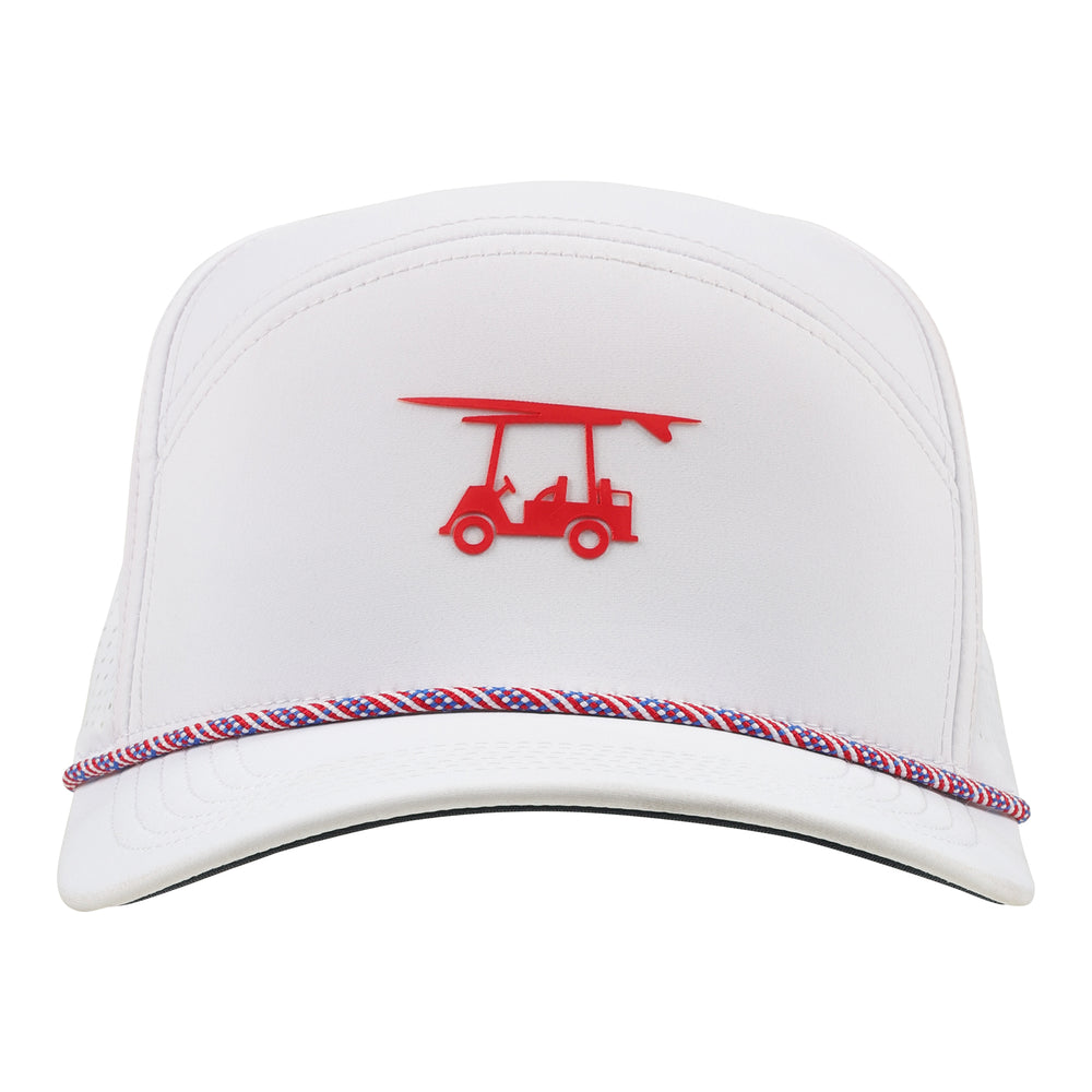 Six Panel Twill Roped Trucker Hat - Brilliant White