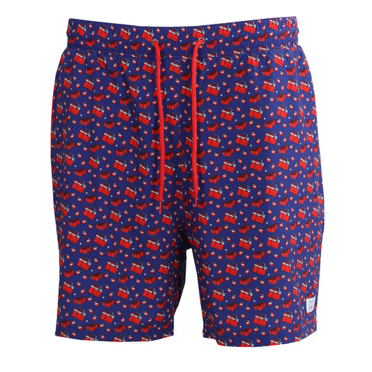 Medieval w/Cooler Print Swim Trunks