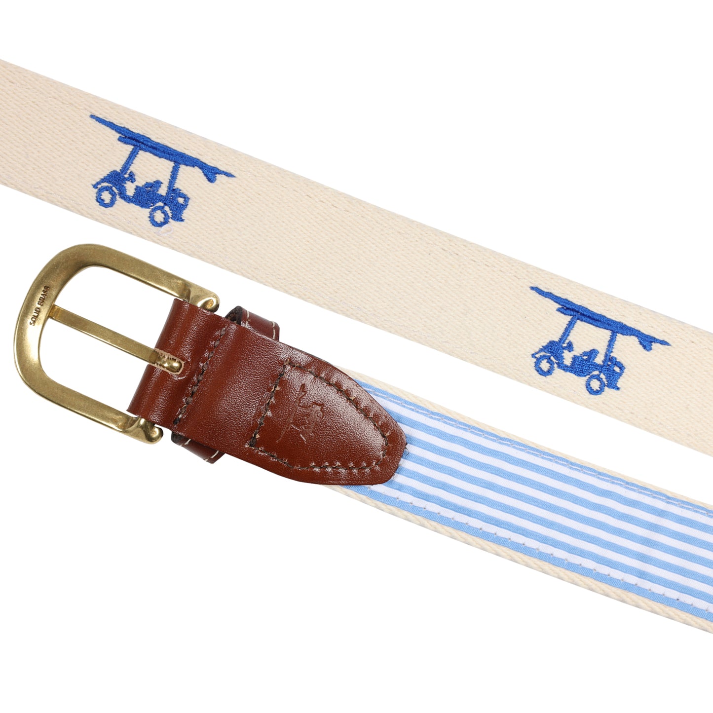Embroidered Golf Cart Belt - White