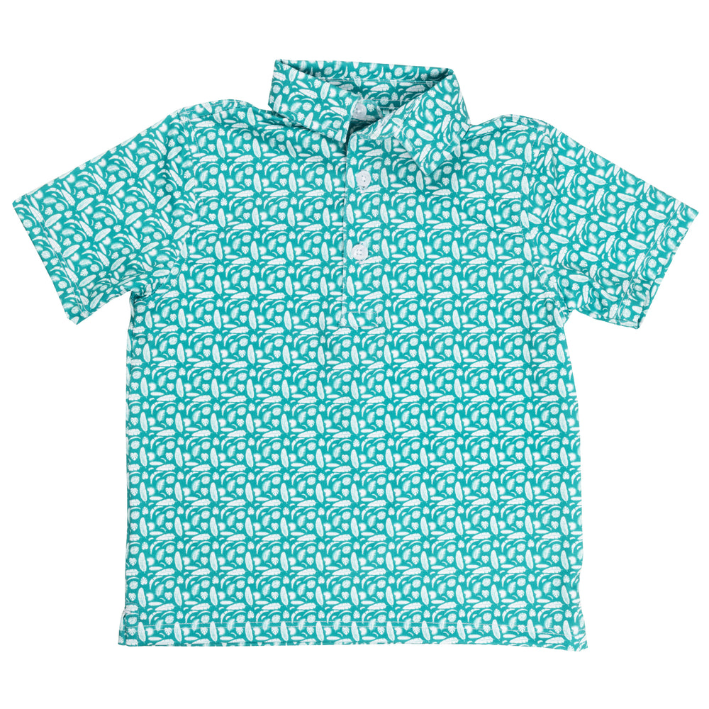 Albatross Youth Polo -  Exotic Leaves / White