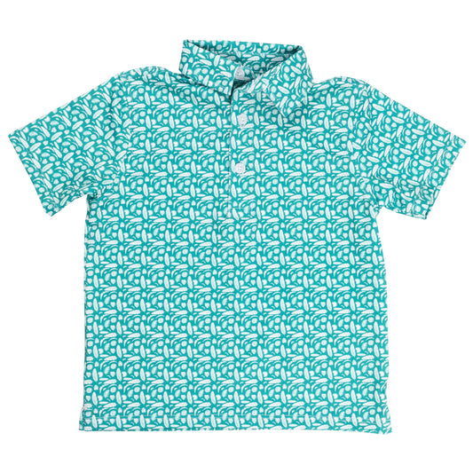 Albatross Youth Polo - Exotic Leaves / White