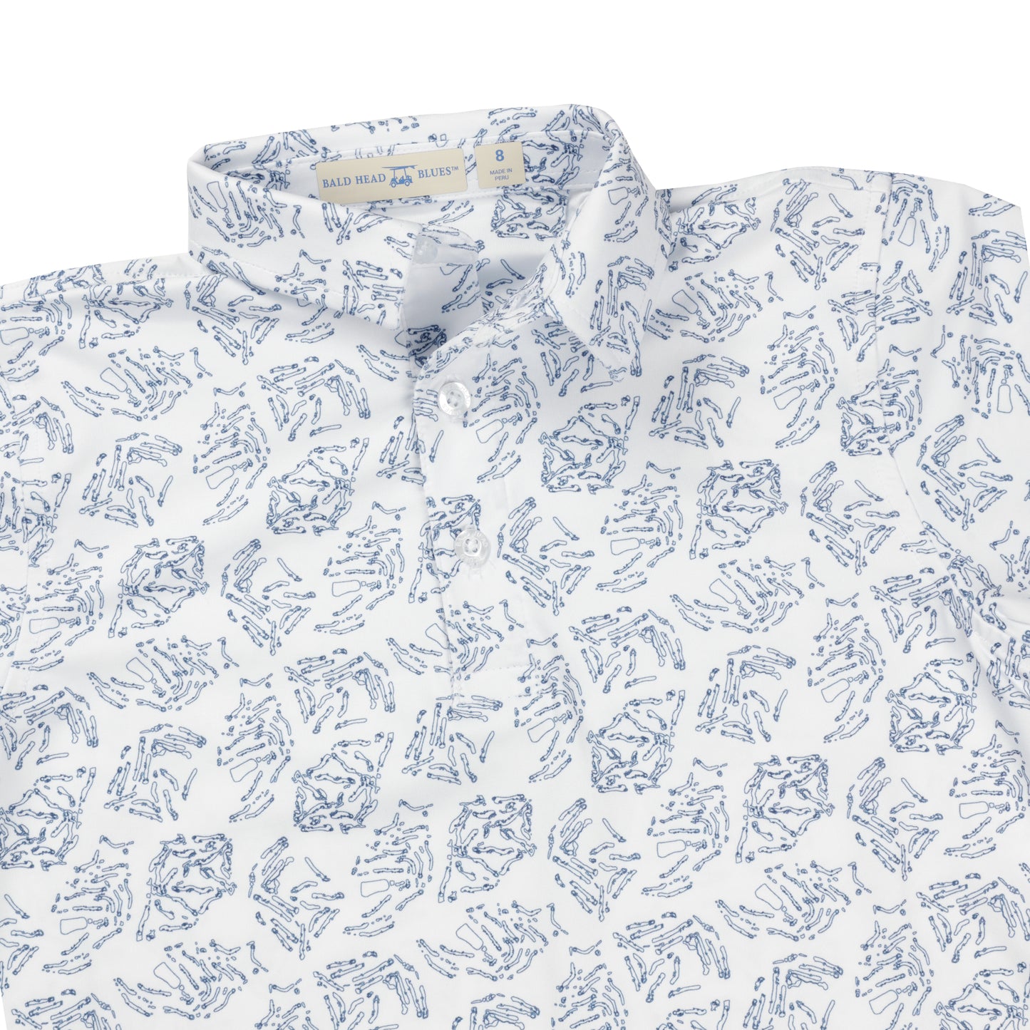 Youth Albatross Polo - Majors All-Over Print on White