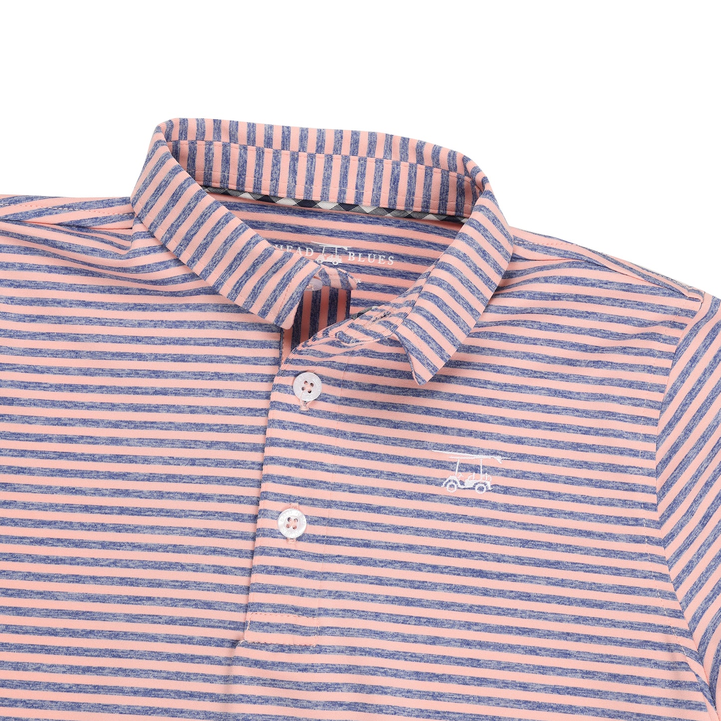 Albatross Youth Polo - Peach w/ Heather Royal Stripes