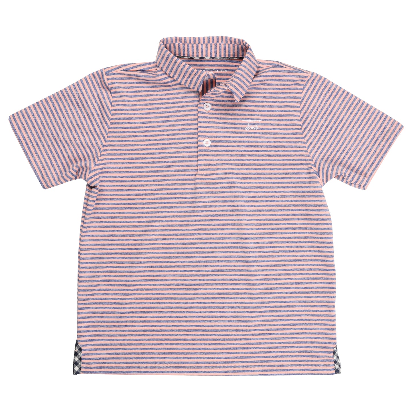Albatross Youth Polo - Peach w/ Heather Royal Stripes