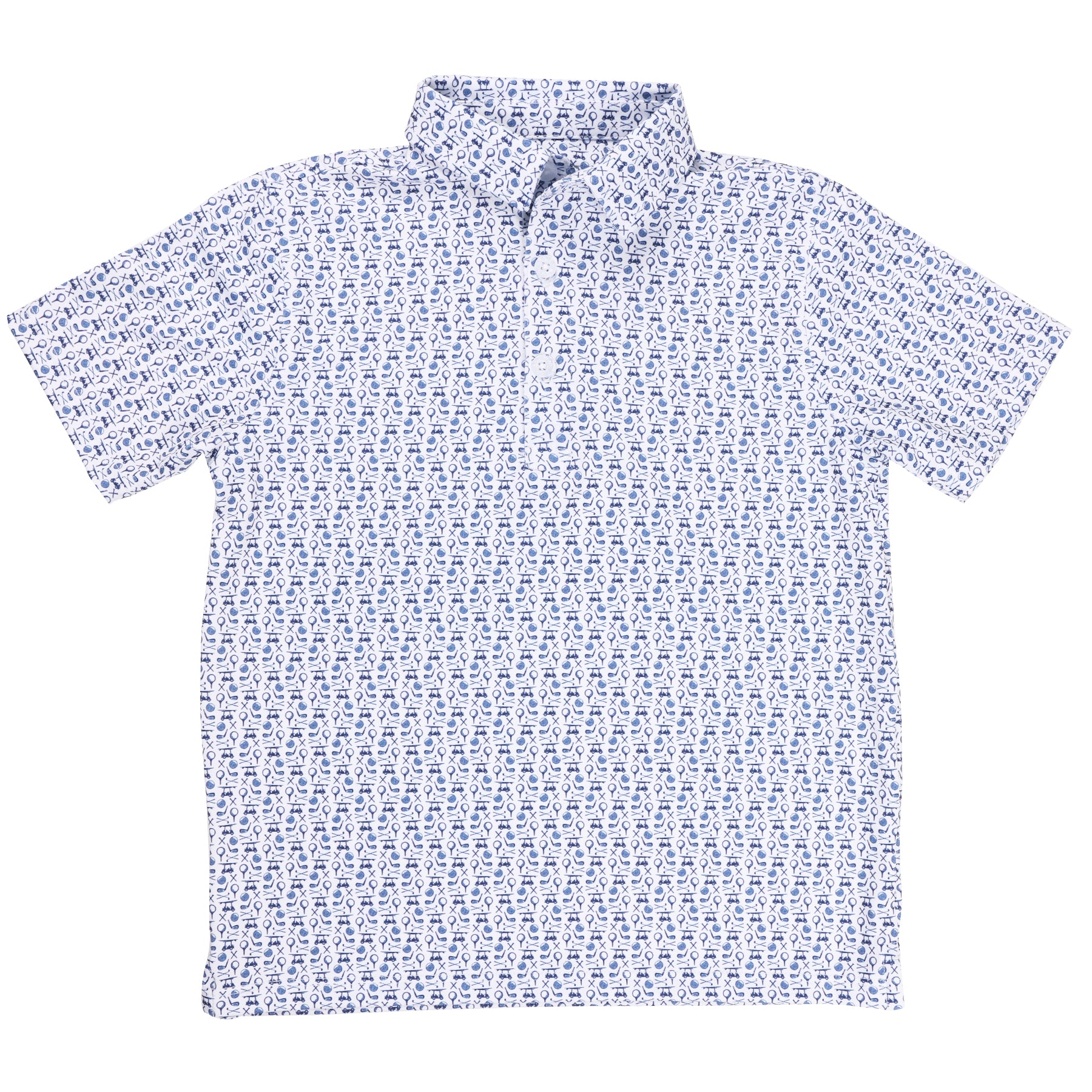 Albatross Youth Polo - White w/ All-Over Golf Print