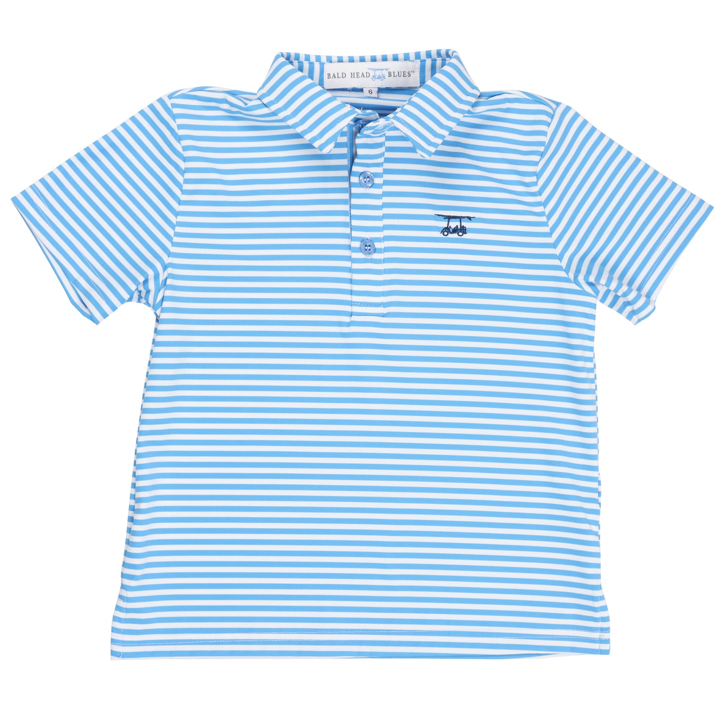 Youth First Class Polo - Azure Blue / White Stripe