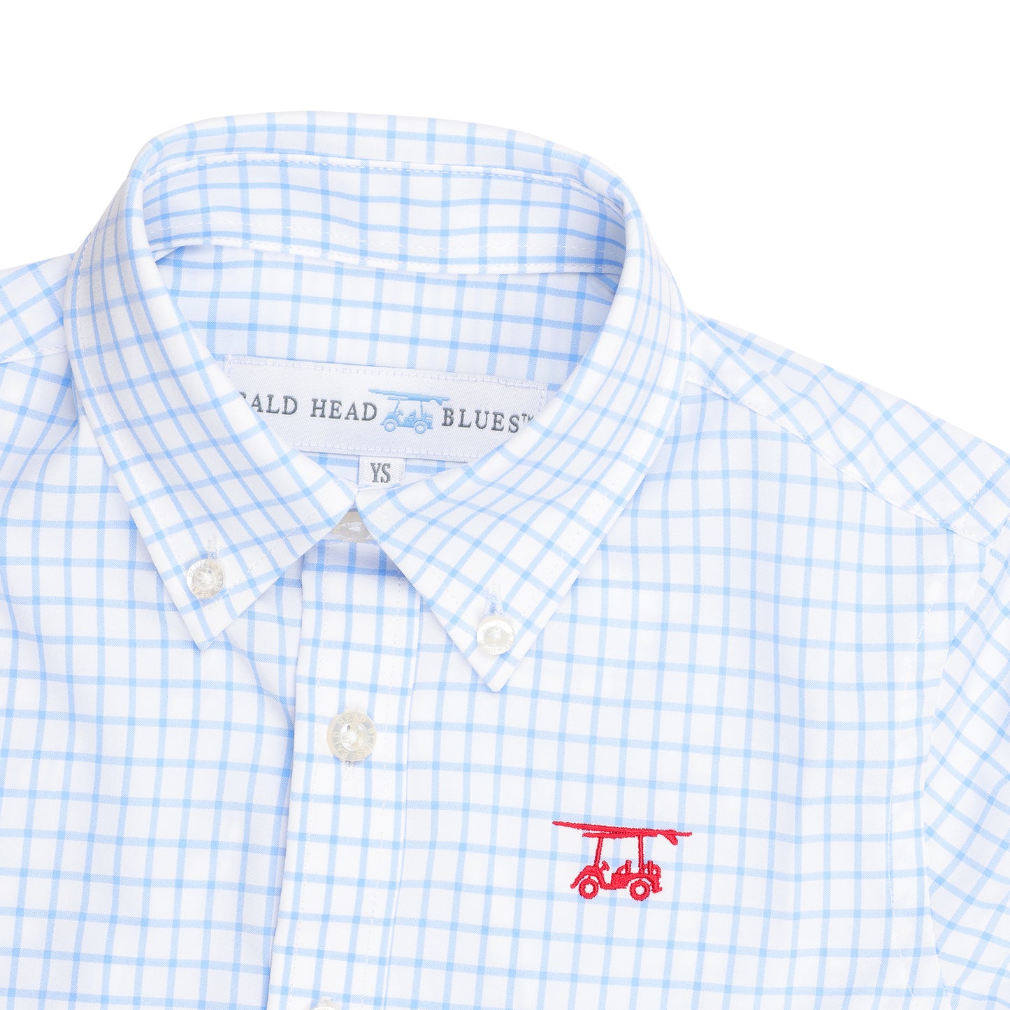Youth Islander Button Down - White w/ Bell Checks