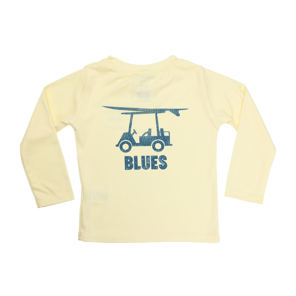 Youth Performance Long Sleeve T-Shirt - Blues Logo - Pale Yellow