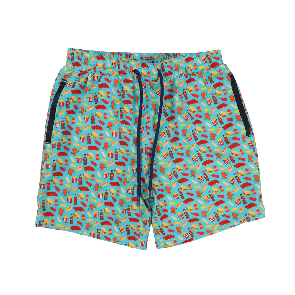 Aruba w/Cookout Print Youth Swim Trunks