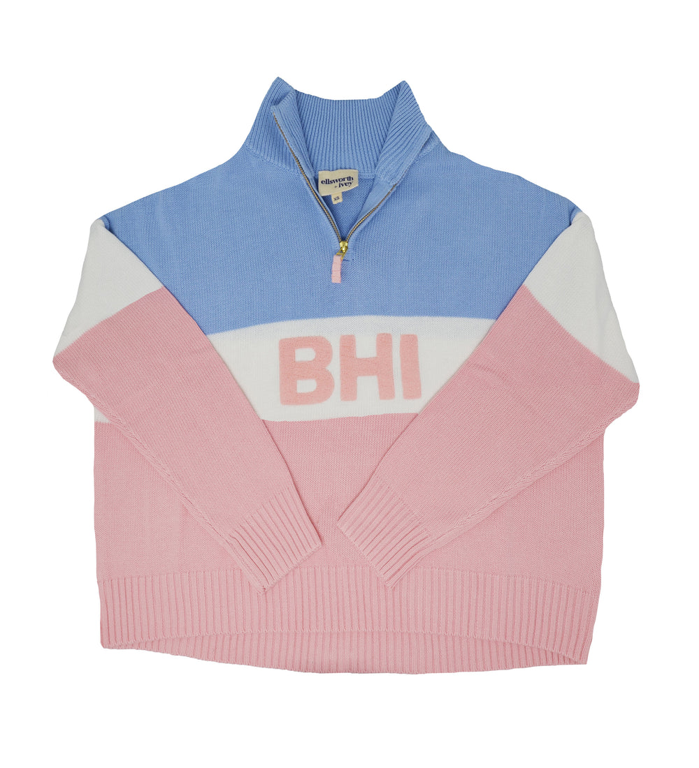 BHI Sweater Quarter Zip - Women's - Pink/Blue/White