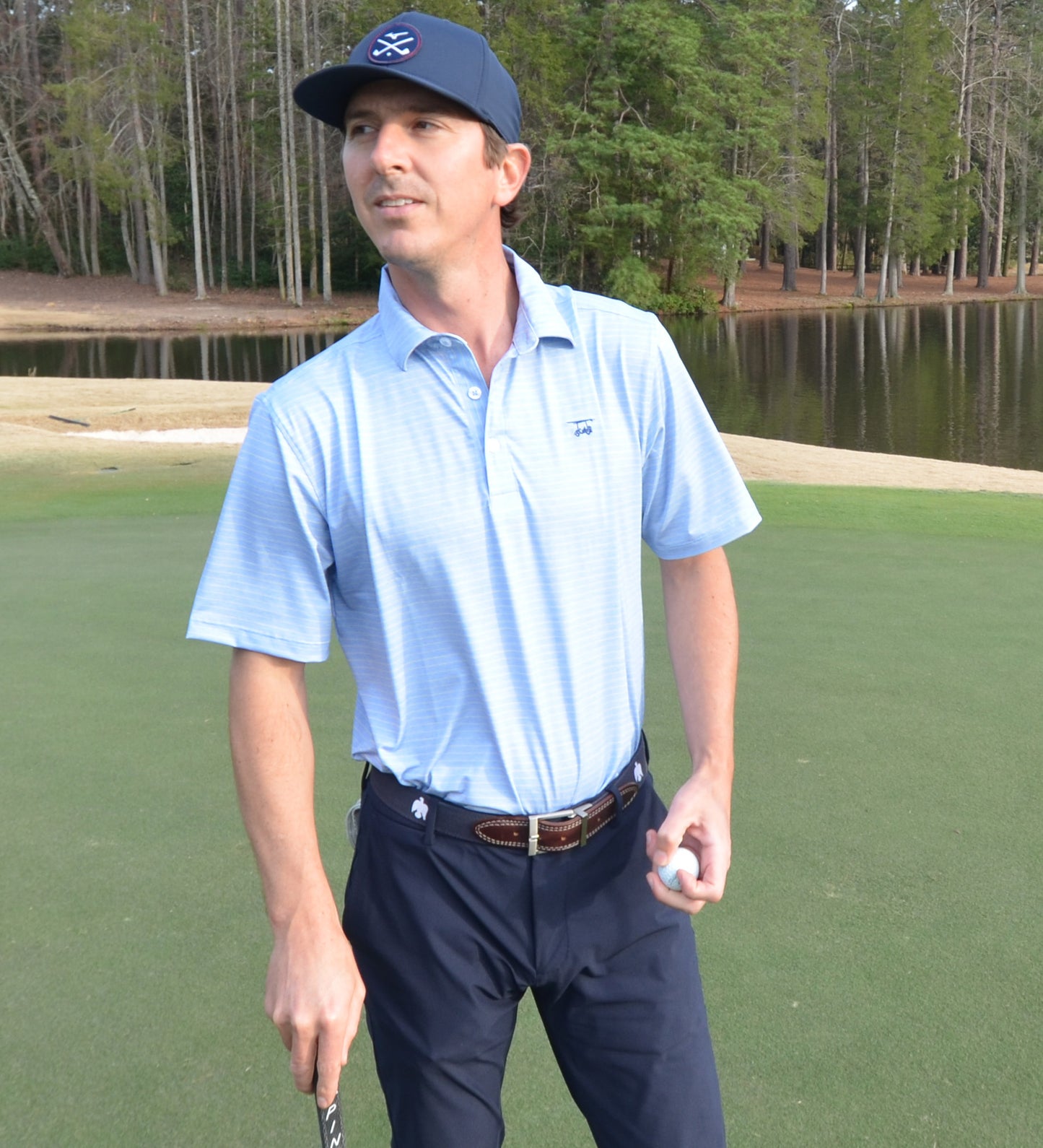 Limited Edition Albatross Polo - Heather Bell / Yellow Pinstripes