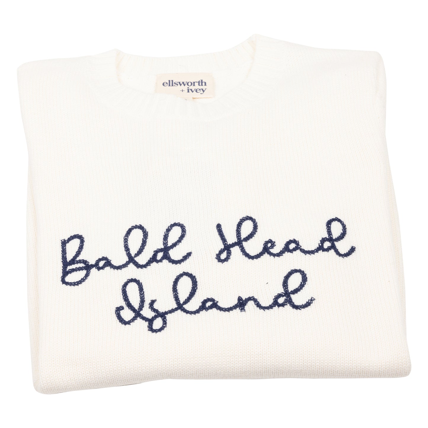 BHB x Ellsworth & Ivey - Bald Head Island Script Sweater - White