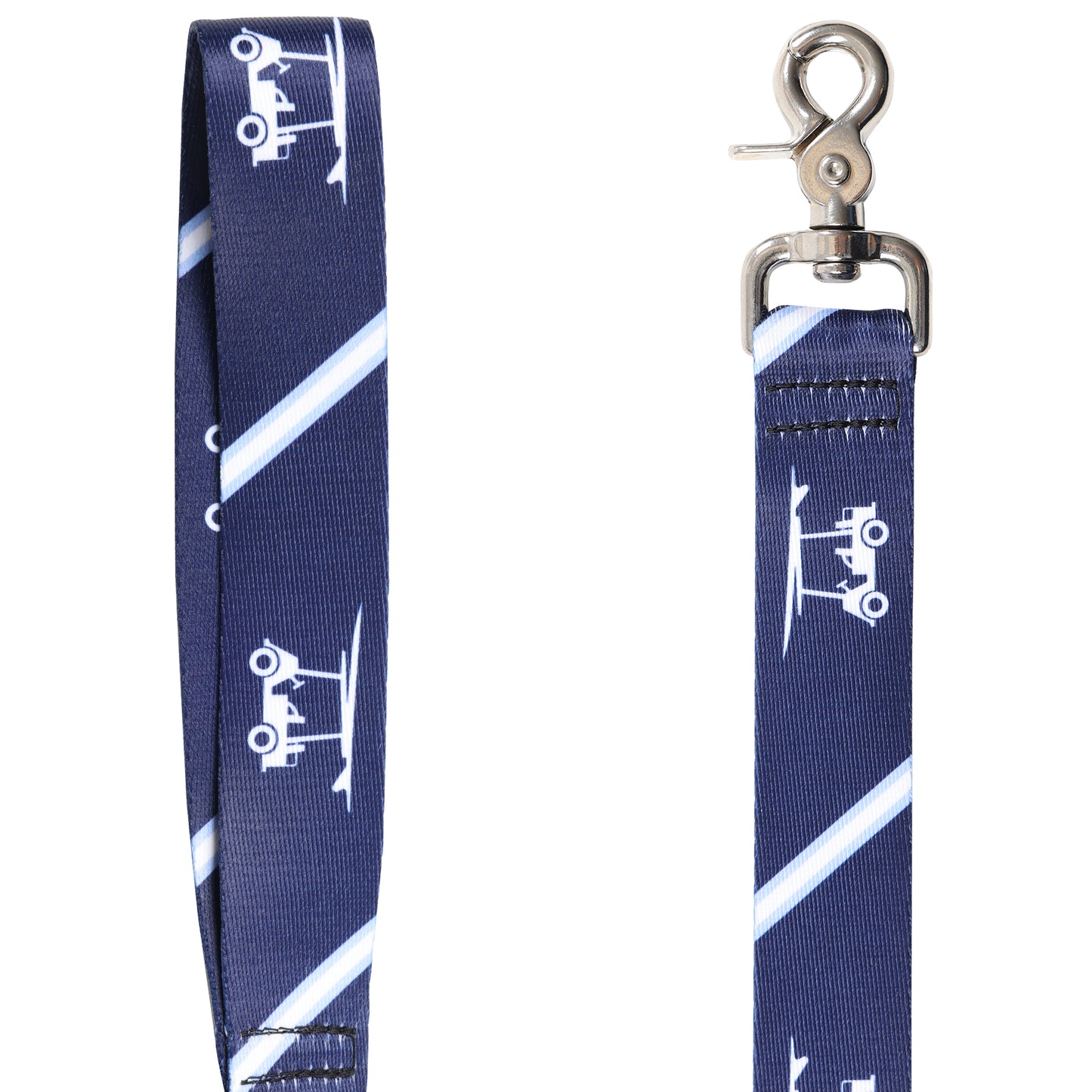 Printed Dog Leash - Golf Cart w/ Diagonal Stripe - Navy