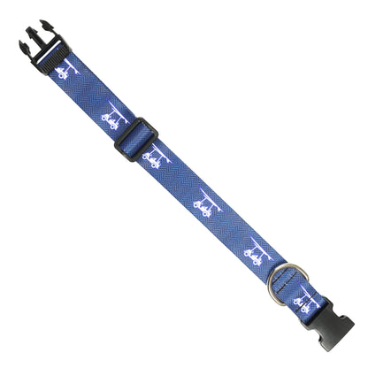 Printed Dog Collar - Golf Cart - Chevron Navy