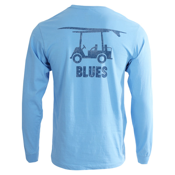 Island Tee - Long Sleeve Blues Logo - Azure Blue