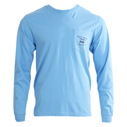 Island Tee - Long Sleeve Blues Logo - Azure Blue