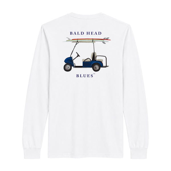 Island Tee - Long Sleeve Golf Cart - White