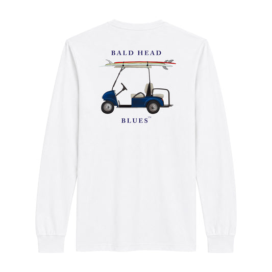 Island Tee - Long Sleeve Golf Cart - White