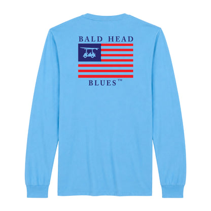 Island Tee - Long Sleeve USA Flag - Azure