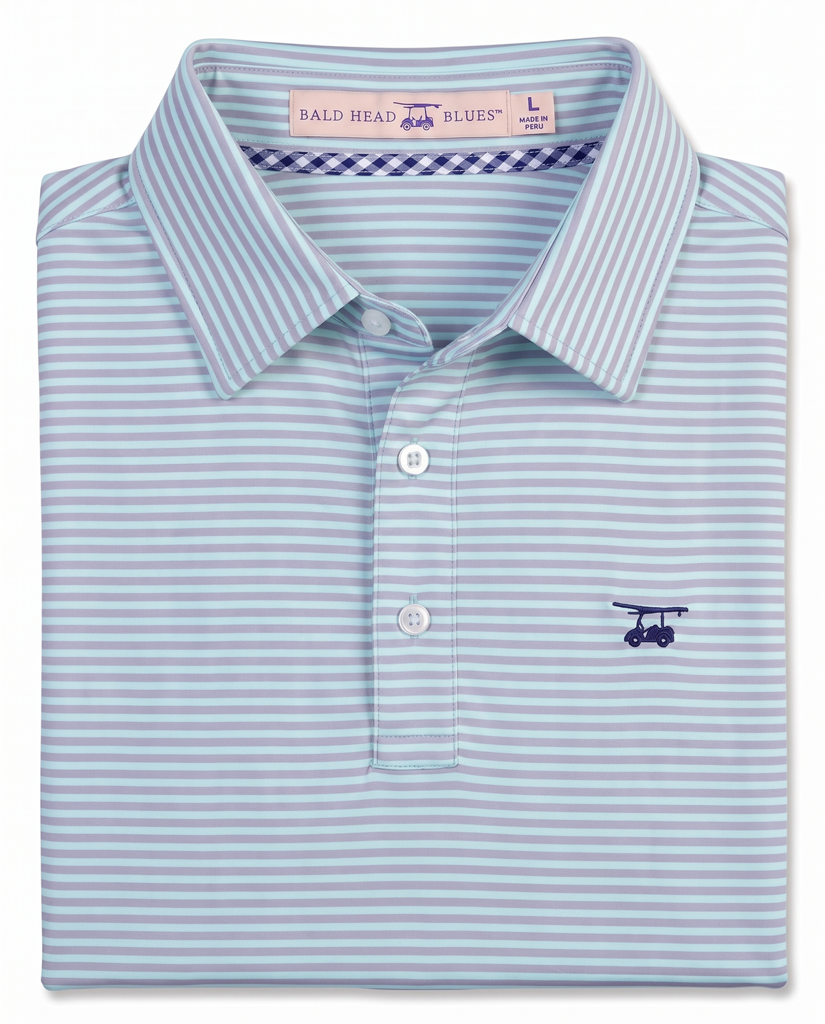 Albatross Polo Feeder Stripe - Aruba/Lavender - Fold