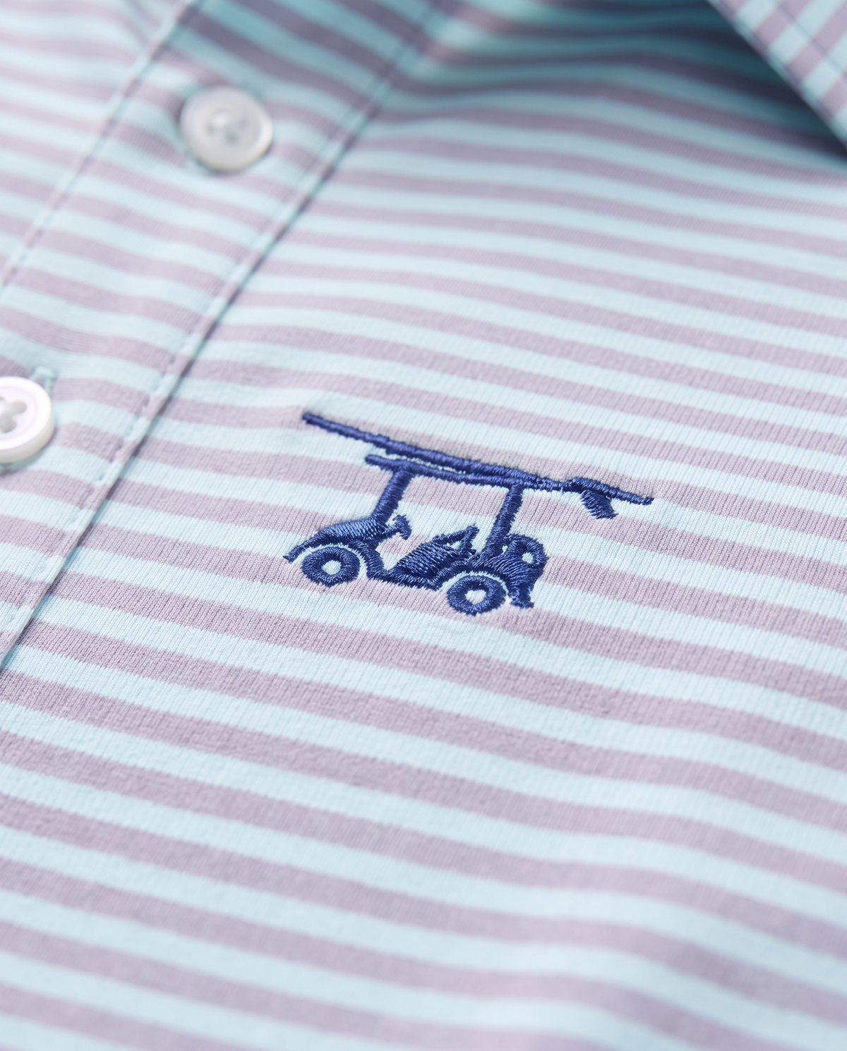 Albatross Polo Feeder Stripe - Aruba/Lavender - Logo