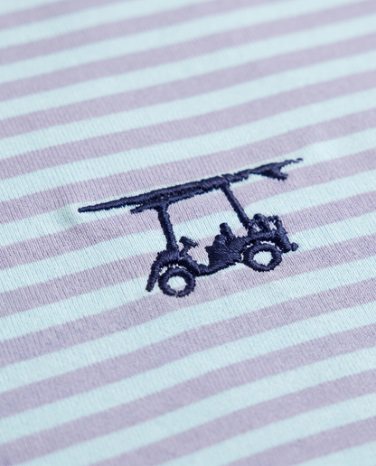 Albatross Polo Aruba/Lavender Feeder Stripe logo detail