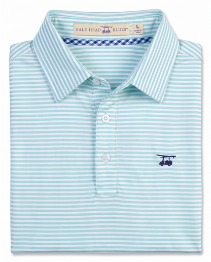 Albatross Polo Feeder Stripe - Aruba/White - Fold