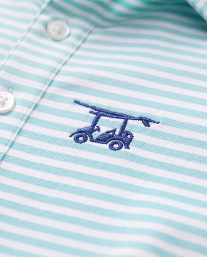 Albatross Polo Feeder Stripe - Aruba/White - Logo
