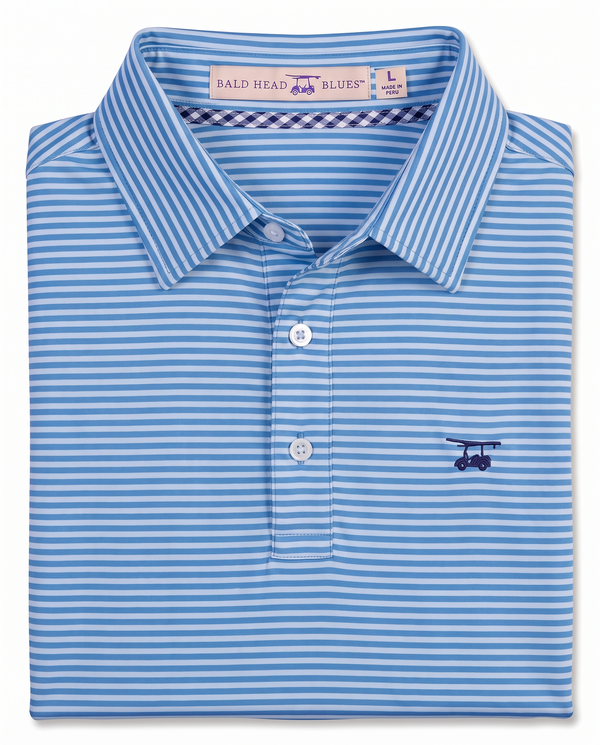 Albatross Polo Azure Blue/Bell Feeder Stripe folded