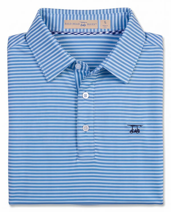 Albatross Polo Azure Blue/Bell Feeder Stripe folded