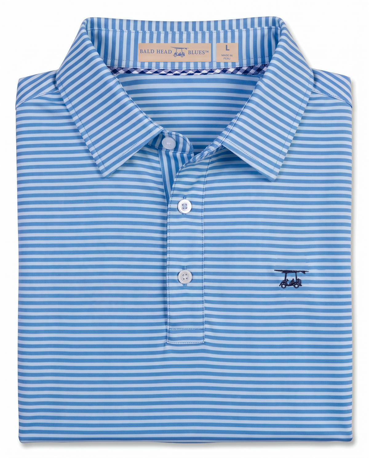 Albatross Polo Azure Blue/Bell Feeder Stripe folded