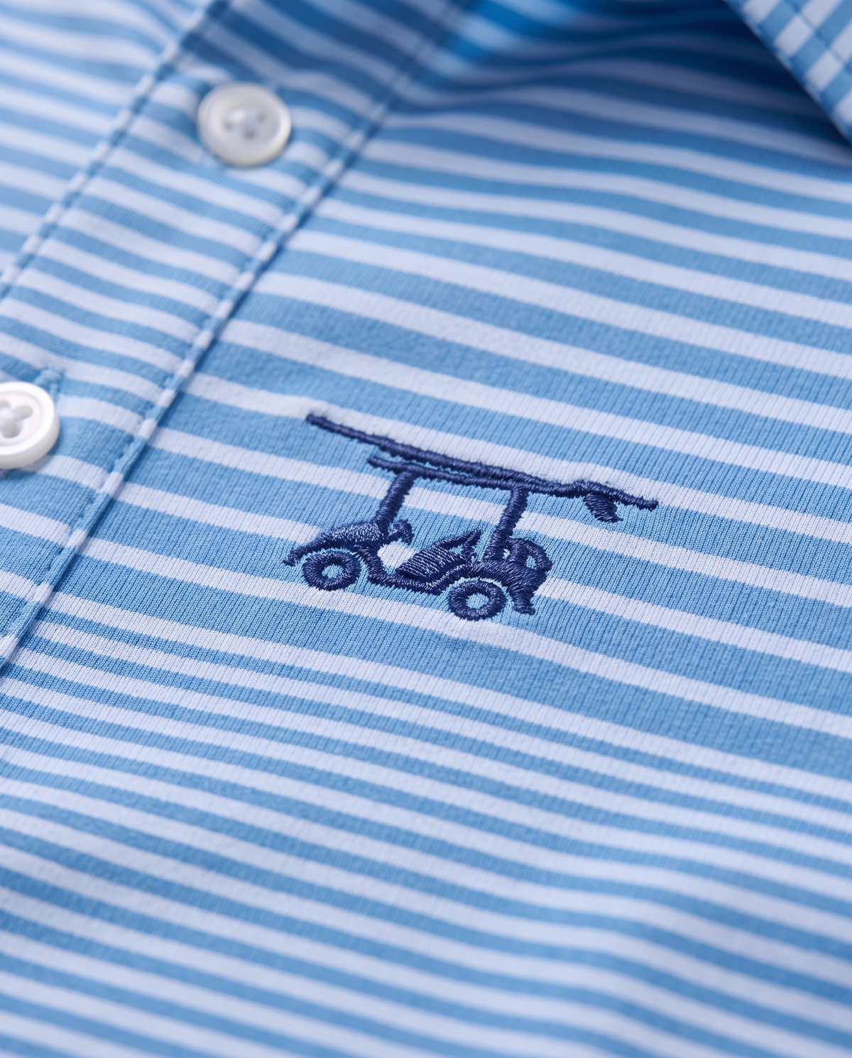 Albatross Polo Feeder Stripe - Azure Blue/Bell - Logo