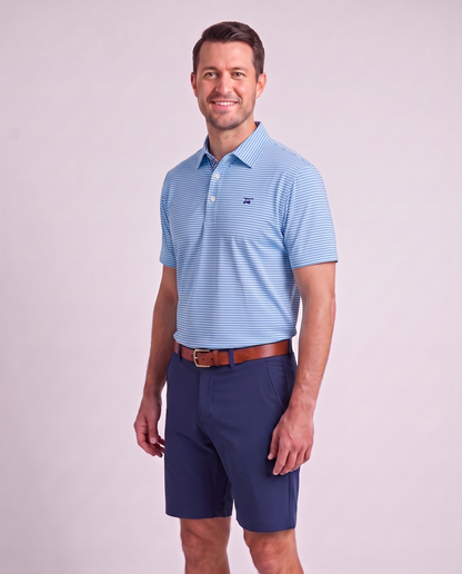 Albatross Polo Feeder Stripe - Azure Blue/Bell - Model2