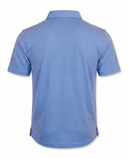 Albatross Polo Coral/Azure Pinstripe back