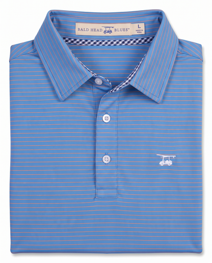 Albatross Polo Coral Azure Pinstripe folded