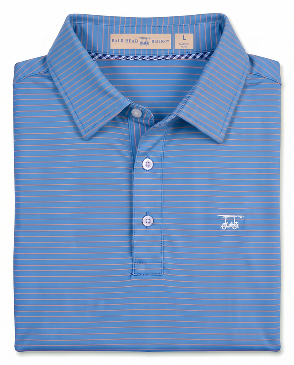 Albatross Polo Coral/Azure Pinstripe folded