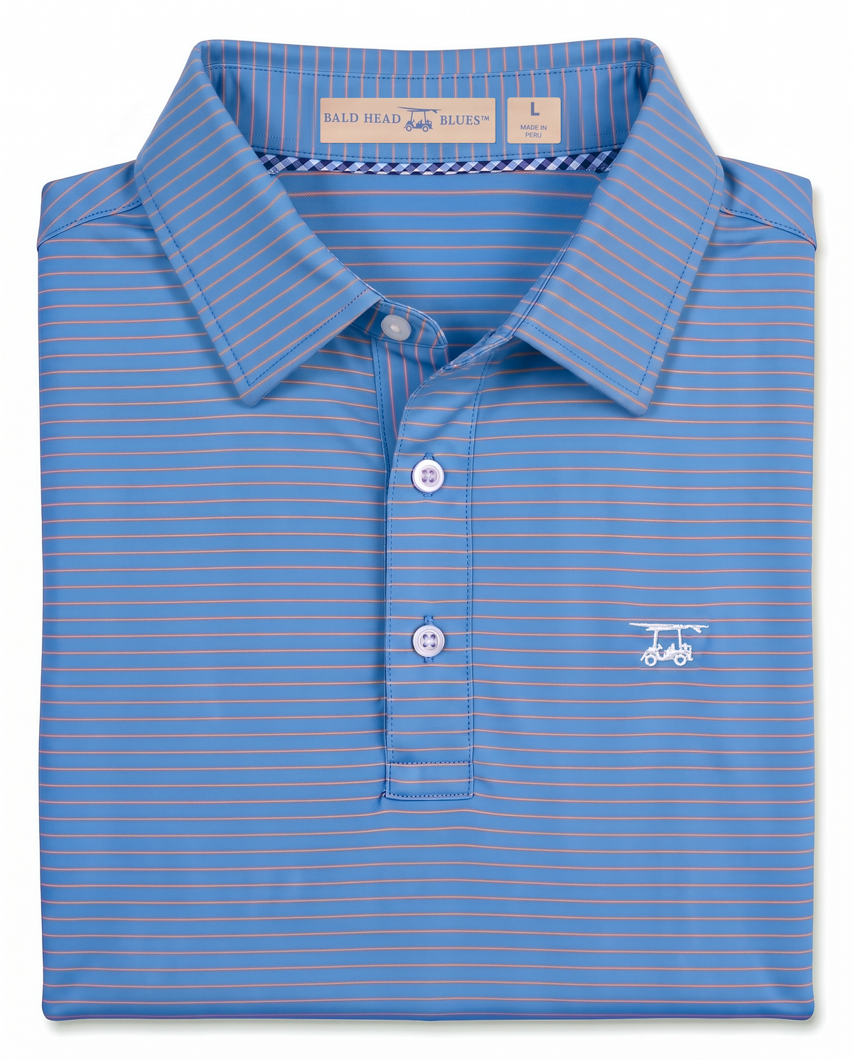 Albatross Polo Coral/Azure Pinstripe folded