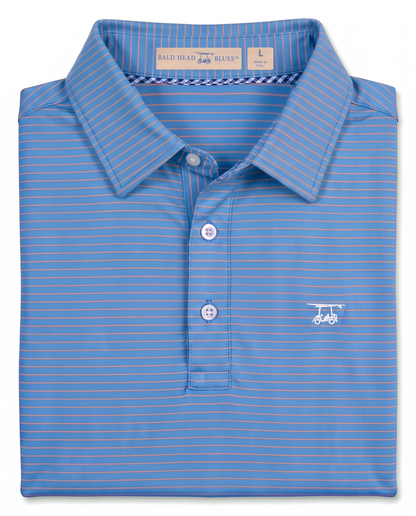 Albatross Polo Coral/Azure Pinstripe folded