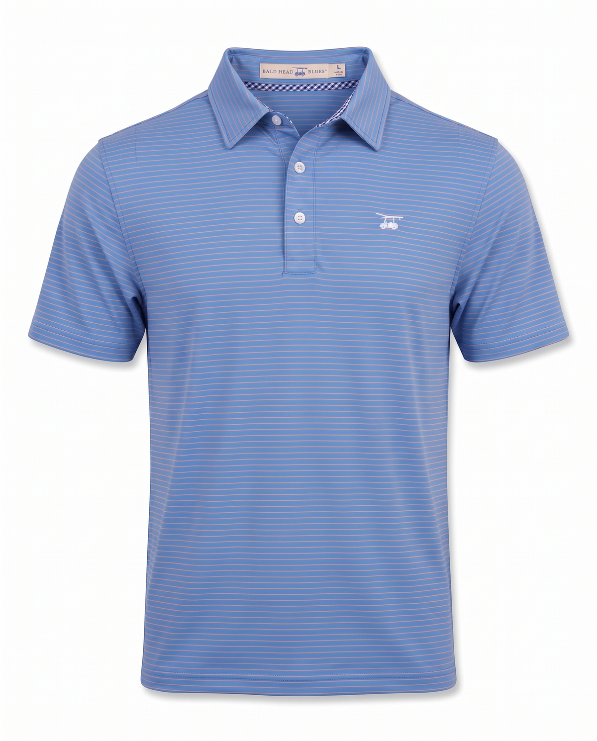 Albatross Polo Coral Azure Pinstripe front