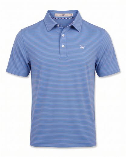 Albatross Polo Coral Azure Pinstripe front